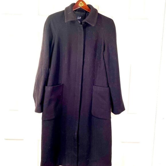 GAP BLACK WOOL BLEND WINTER COAT SIZE MEDIUM - Picture 1 of 8